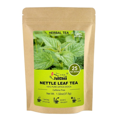 [BRSROYL2BYIRE3LJ] FullChea - Nettle Leaf Tea Bags, 25 Teabags, 1,5g/bag - Naturligtvis Sting Nettle Tea - Stöd Eye Health & Stärka Bones