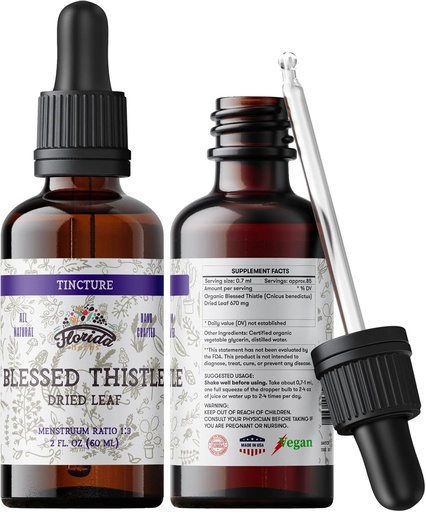[BRSWGFIDDNYBAC3F] Velsignet Thistle Tinktur, Økologisk Velsignet Thistle Extract (Cnicus benedictus) Urtetilskud, Non- GMO i Cold- Pressed Organic Vegetabilsk Glycerin, 700 mg, 2 oz (60 ml)