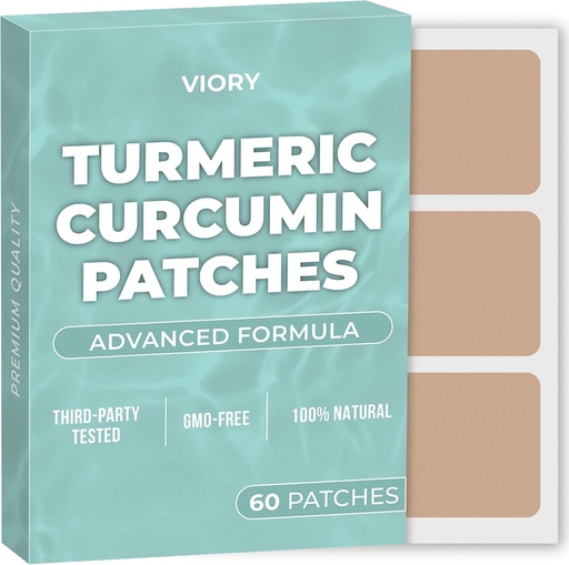[BRSRA235CIHA4A34] Turmeric Curcumin Patches (Pack of 60) - 100% Natural Patch for Women and Men - with Biotin - Body Support - Enhanced Formula