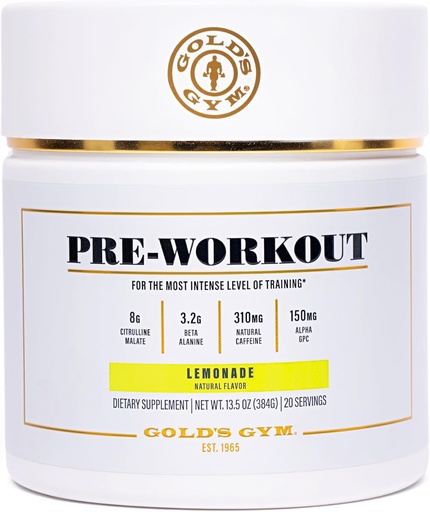 [BRSRAYD7AQBRGYAZ] Gold's Gym Nutrition Pre-Workout Powder | Soy-Free, Keto, Vegan Pre-Workout with Green Coffee Bean Natural Caffeine, L-Citrulline, Beta-Alanine, and Antioxidants, 20 Servings (Lemonade)