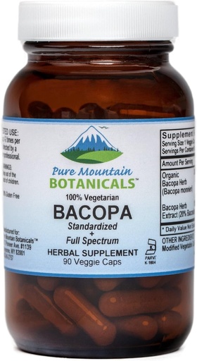 [BRSWIALZOEEGKDDC] Mendiko botanikoak Bacopa Monnieri kapsulak - Vegan Caps Bacopa Organikoa eta Bacopa Standardized Erauzketa osagarria