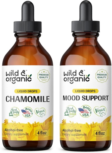 [BRSRAGAOOR5R4HY4] Wild & Organic Chamomile Tincture 4 fl oz & Mood Support Tincture 4 fl oz