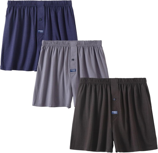 [BRSWY2YYA4HG22DV] BAMBOO COOL Pánské Boxer Krátké měkké a dýchatelné Knit Boxers pro muže Moisture-vychytralé spodní prádlo s Button Fly