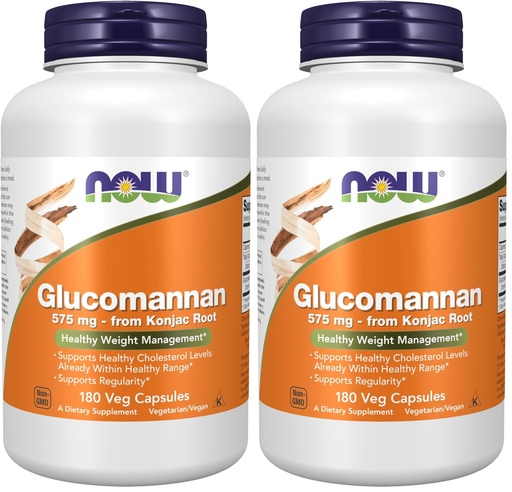 [BRSW2HQCBZ7BSYDF] NOW Foods Supplements, Glucomannan (Amorphophallus konjac) 575 mg, Supports Regularity*, Healthy Weight Management*, 180 Veg Capsules (Pack of 2)