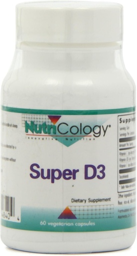 [BRSWIYQTPJ6B2YLM] Nutricology Super D3 Dietary Supplement - Bone & Immune Support, Cholecalciferol with C & E, Vegetarian Capsules, Gluten Free - 60 Count