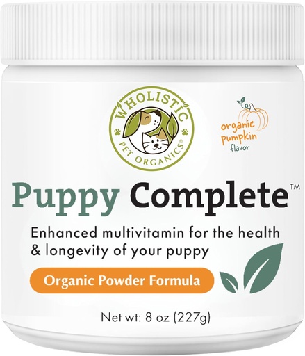 [BRSRA23YDEGR4HL2] Wholistic Pet Organics Puppy Complete - Dog Multivitamin Powder - 8 Oz - Daily Dog Vitamins & Supplements for Homemade Food - Immune System, Skin, Coat & Overall Health - Small and Large Breed Puppies