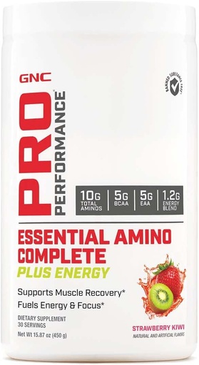 [BRSWGFI2A4NRAH3D] GNC Pro Performance Essential Amino Complete Plus Energy, støtter muskelgjenvinning, Strawberry Kiwi, 15,9 oz.
