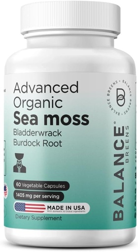 [BRSW2ZT3CQFQMETV] Органічні Irish Sea Moss, Bladderwrack & Burdock Корне доповнення 1405mg, 60 Veg Capsules - Immune Booster, Gut Здоров'я, Skin Detox & Joint Support (60 Count (Pack of 1)
