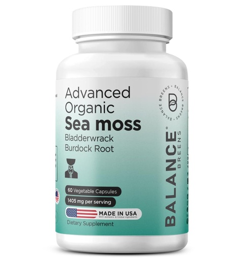 [BRSW2ZT3CQFQMETV] Balancebreens Organic Irish Sea Moss, Bladderwrack & Burdock Root Supplement 1405mg, 60 Veg Capsules - Immune Booster, Gut Health, Skin Detox & Joint Support (60 Count (Pack of 1))