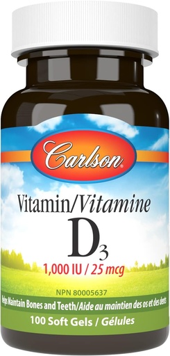 [BRSWIYYFAV5G2DLA] Carlson Vitamin D3 1000 IU, 100 Softgels