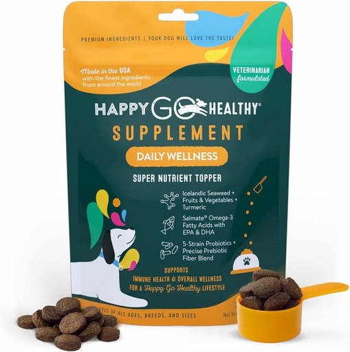 [BRSWYBA6AUHBEYD4] Daily Wellness Supplements for Dogs | Boosts Immune System Support and Digestive Gut Health for Dogs and Puppies | All Natural Ingredients Tasty Kibble Dog Food Topper | 21 Count Pack