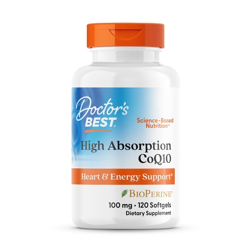 [BRSWIY3QAQPGOHQV] Doctor's Best High Absorption CoQ10 with BioPerine Supplement - Coenzyme Q10 Softgels for Heart Health & Antioxidant Support, Naturally Fermented CoQ10 100mg for Women & Men, Non GMO - 120 Softgels