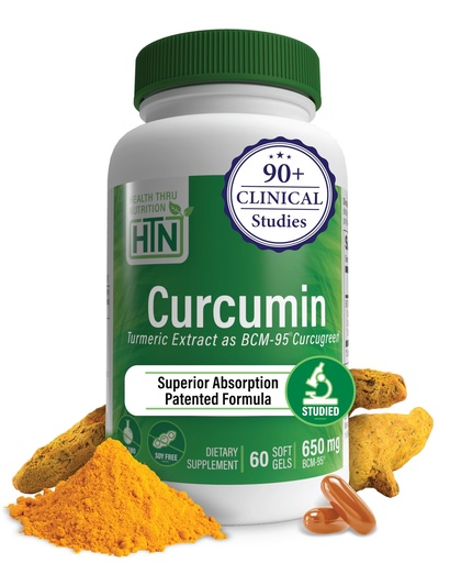 [BRSWKFYFDMFWOFDM] Health Thru Nutrition Curcumin 650mg BCM-95 Curcugreen | Turmeric Curcumin Complex | High Absorption | Healthy Inflammation Response | Clinically Studied | 3rd Party Tested | Non-GMO (Pack of 60)