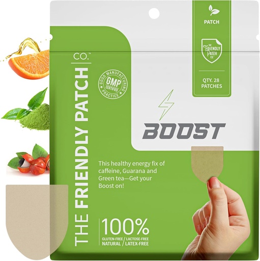 [BRSW2GIQAAHWCE3Z] The Friendly Patch Boost Energy Patch - 28 Day Supply - Energy & Focus Patches, Caffeine, Guarana - Clarity ' Energy - Plant-Powered, Focus - Wellness Patches