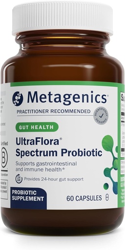 [BRSWKYTZCJ6QG2D4] Metagenika Ultraflora Spectrum - Shelf- Stabilní Probiotika pro Gut & Digestive Wellness, Zdravý mikrobiom & Flora Support * - Non- GMO & Gluten- Free - 2- Month Supply - 60 Kapsle