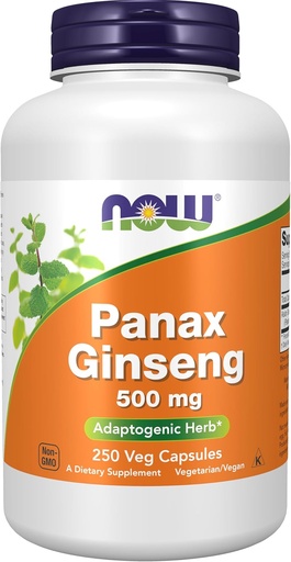 [BRSWIY32BQIREHYZ] NOW Foods Supplements, Panax Ginseng (Root) 500 mg, Adaptogene Herb*, 250 Veg kapsule