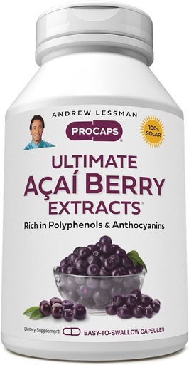 [BRSWI2QGBZ5GMCL4] ANDREW LESSMAN Ultimate Açai Berry Udtrækker 60 kapsler - Levere Standarded, Antioxidant Rich, Beneficial Acai Berry Komponenter. High- Potence Blend. Beskyttende stoffer. Ingen tilsætningsstoffer