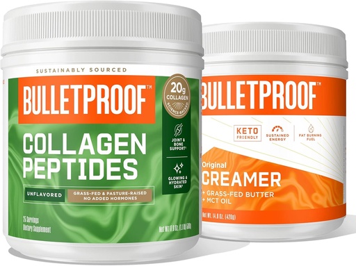 [BRSW2EDQAUOQE2TG] Bulletproof Unflavored Collagen Peptides Powder, 18g Protein, 17.6 Oz│Original Unflavored Creamer, 2g Net Carbs, 10g Healthy Fats from Powdered MCT Oil