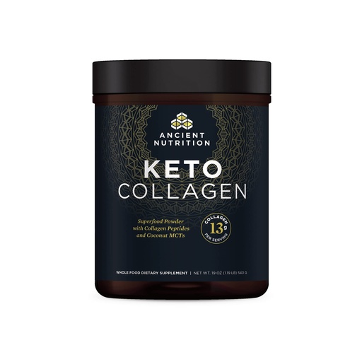 [BRSWGYADPINAEALU] Ancient Nutrition Keto Collagen Powder Drink Mix, Keto Diet Supplement with MCT, Hydrolyzed Collagen Peptides to Support Healthy Skin and Joints, 30 Servings, 19 oz (Packaging May Vary)