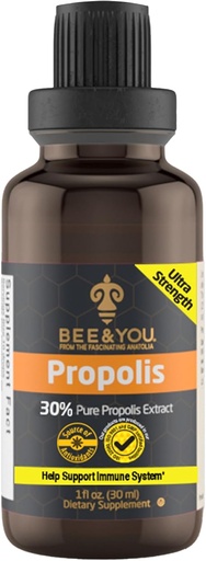 [BRSWYED3CABQO3QZ] Bee and You Propolis Liquid Extract Drops, 30% Propolis, Ultra Pure, Immune Support Supplement, Sore Throat, Allergy Relief, Respiratory, Antioxidants, Keto, Paleo, Gluten-Free, 1 Fl Oz