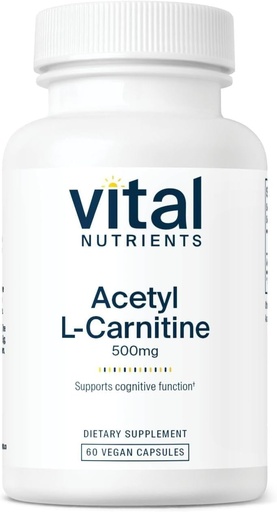 [BRSWIYI4OZYWKFDK] Vital Nutrients Acetyl L-Carnitine 500mg | Brain, Memory, and Cognitive Support Supplement* | Vegan | Gluten, Dairy, Soy Free | Non-GMO | 60 Capsules