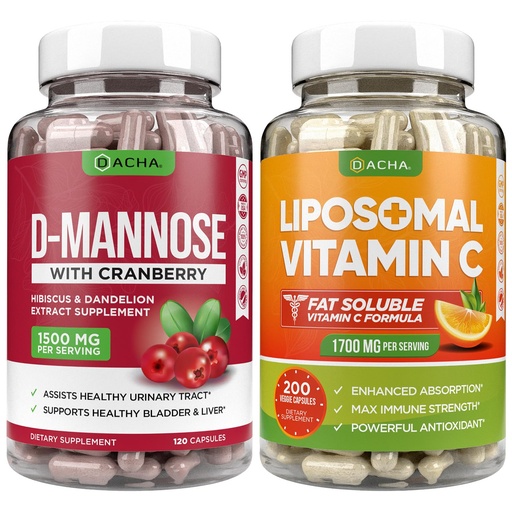 [BRSWYGLRBN7RAYDD] Ultimate Urinary Tract Health Bundle – D Mannose and Liposomal Vitamin C, with Cranberry, Ascorbyl Palmitate, Enhanced Absorption Formula, Detox, Dietary Supplement, Bladder Support