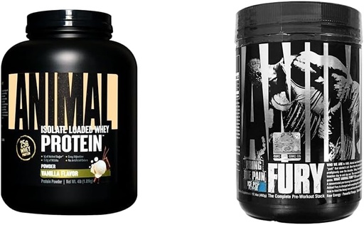 [BRSROAIKCUCWE3Q2] Animal Whey Isolate Whey Protein Powder – Isolate Loaded for Post Workout and Recovery & Fury - Pre Workout Powder Supplement for Energy and Focus