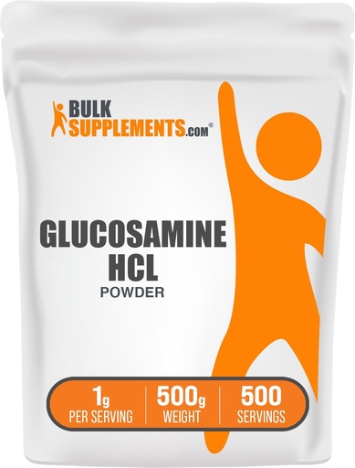 [BRSWIHAOOIDWYFTY] BulkSupplements.com Glucosamine HCl Powder - Glucosamine Supplement, Joint Support Supplement - Gluten Free, 1g per Serving, 500g (1.1 lbs) (Pack of 1)