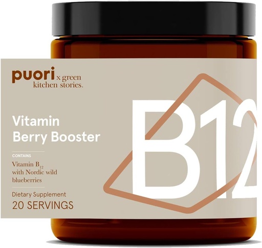 [BRSWYHQPO4JQ4C36] Puori Vegan Vitamin B12 Berry Booster Powder - 20 Servings - B12 with Nordic Wild Blueberries – High in Flavonides - for Normal Energy Production and Metabolism - Dairy-Free, Vegetarian, Non GMO