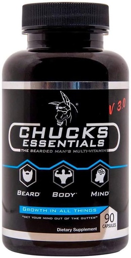 [BRSWKFI4A4MRG2T4] Chucks Essentials - A szakáll Mans multivitamin, a gyorsabb növésű szakáll, töltött a Vitaminok és ásványi esszenciális egészséges, vékony, erősebb, és gyorsabb növésű haj, 90 kapszula