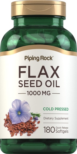 [BRSWIFDQAYIBQEI5] Piping Rock Flaxseed Oil 1000mg Softgel Capsules | 180 Count | Cold Pressed Supplement | Non-GMO, Gluten Free