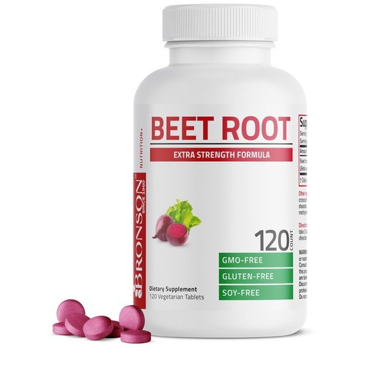 [BRSROZT6A57QK3LA] Bronson Beet Root Extra Strength, Non-GMO, 120 Vegetarian Tablets