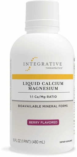 [BRSWKZIKOAPR22TG] Integrative Therapeutics Liquid Calcium Magnesium - Liquid Supplement that Supports Bone Health* - Includes Vitamin D3 & a Magnesium Complex - Gluten-Free & Dairy-Free - Berry, 16 oz (32 Servings)
