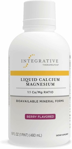 [BRSWKZIKOAPR22TG] Terapéutica Integrativa Magnesio de calcio líquido - Suplemento líquido que soporta la salud ósea* - Incluye vitamina D3 " Complejo de magnesio - sin gluten " sin lácteos - Berry, 16 oz (32 servidumbres)