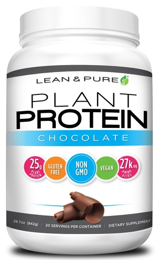 [BRSWGHA6AEPRQETK] Lean & Pure Plant Protein, 25g of Protein, Non GMO, Vegan, Gluten Free. Low Carb, 842g, Chocolate