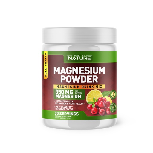 [BRSRAFTRDF7GOAA3] Built by Nature Magnesium Powder - Anti-Stress Drink Mix for Calm & Regularity - Magnesium Citrate Supplement - Relaxation, Muscle & Heart Support - Cranberry Lemonade Flavor - 30 Servings