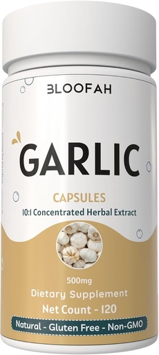 [BRSROCA5CACRM2DK] 마늘 캡슐 500mg | 농축 10:1 추출 분말 | Allium sativum | Non-GMO, Gluten-Free | 인공 첨가물 없음 | GMP 인증 | 무취 및 테이크 아웃 (120 카운트)