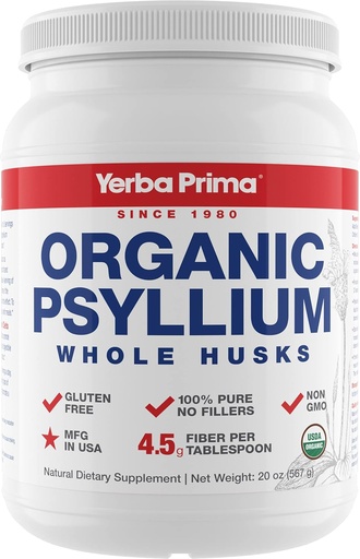 [BRSW2ZA6BYGQOHQ6] Yerba Prima Organic Psyllium Celo Husks Colon Cleanser - 20 oz - Natural Daily Dietary Fiber Supplement 20oz, Colon Cleanser, Regularity & Detox Cleaning Support, Gluten Free, Non GMO, Vegan