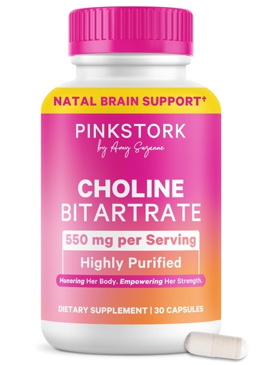 [BRSRAZ35AEPB4YD5] Pink Stork Choline - 550 mg Choline Bitartrate from VitaCholine for Pregnant + Postpartum Moms - Prenatal Vitamin for Fetal Cognitive Health + Breast Milk Quality - 1 Capsule Daily, 30 Count