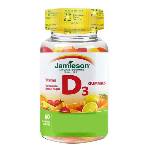 [BRSWKFL3DIMA2ELM] Jamieson Vitamin D Gummies 1,000 IU - Orange, Strawberry, Lemon, 60s