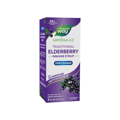 [BRSWIYQZAQEAKADC] Nature’s Way Sambucus Zero Sugar Traditional Immune Syrup, Highly Concentrated Black Elderberry Extract, Traditional Immune Support*, with Superfood Antioxidants(1), 4 Fl Oz (Packaging May Vary)