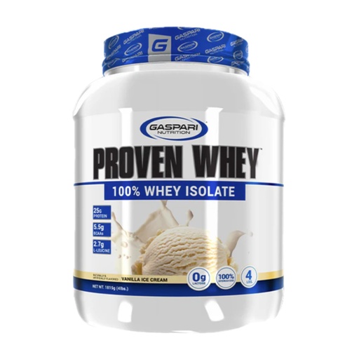[BRSWGAQ3OZ6BOE32] Gaspari Nutrition Proven Whey, 100% Hydrolyzed Whey Isolate, High Protein, Lactose Free, Low Carbohydrate and Low Sugar (4lb, Vanilla Ice Cream)
