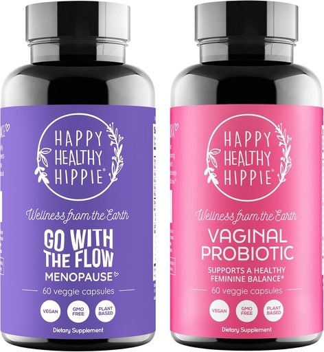 [BRSRAAIDCN5WMELZ] Happy Healthy Hippie Vaginal Probiotics for Women & Go with The Flow Menopause Support