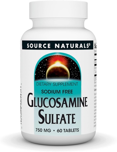 [BRSWIYT3OMAGCCDU] Source Naturals Glucosamine Sulfate, Sodium-Free 750 mg for Joint Support - 60 Tablets