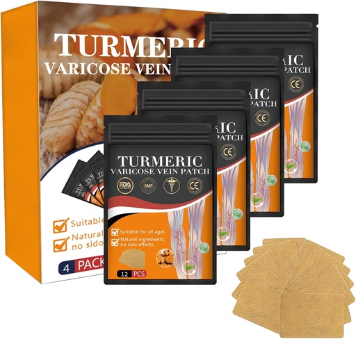 [BRSRAEABAUIBUAI6] Turmeric Varicose Veins Treatment for Legs Patch, Naturally Relieves Varicose Veins in Legs and Spiders (1 Boxes 48 PCS)