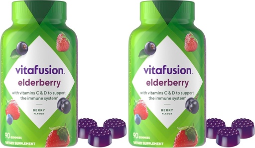 [BRSROGD3C4IBME3L] Vitafusion Elderberry Gummy vitaminer, 90ct Elderberry Gummy vitaminer, Chewables, 90 Count (Pack of 2)