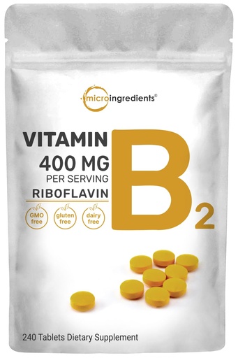 [BRSWYEL6AEFB4CLA] Micro Ingredients Riboflavin Vitamin B2, 400mg Per Serving, 240 Mini Tablets | Essential Vitamin B Supplement | B Vitamins for Energy Production | Easy to Swallow, Non-GMO