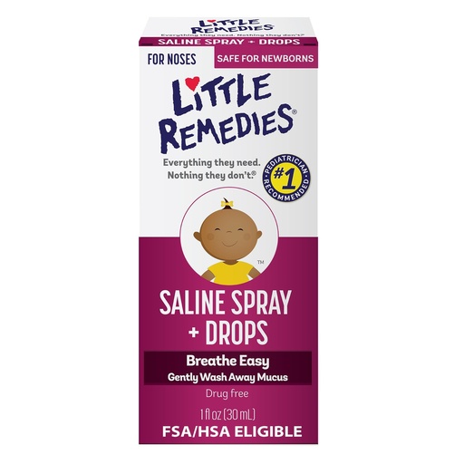 [BRSWICABOV6BSED2] Little Remedies Sterile Baby Saline Nasal Spray and Drops, Safe for Newborns to Relieve Stuffy and Dry Noses, 1 Fl Oz