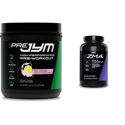 [BRSRAYYYBYPQIGYY] PRE JYM 30 Servings Pink Lemonade & JYM ZMA Zinc/Magnesium Capsules Supplement 90 Vegetarian Capsules