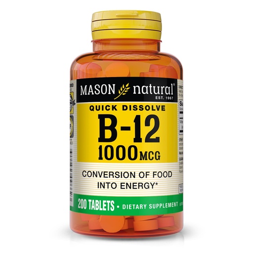 [BRSWIH35B4HA4HAV] MASON NATURAL B12 1000 mcg Quick Dissolve Tablets for Healthy Conversion of Food into Energy, 200 Day Supply